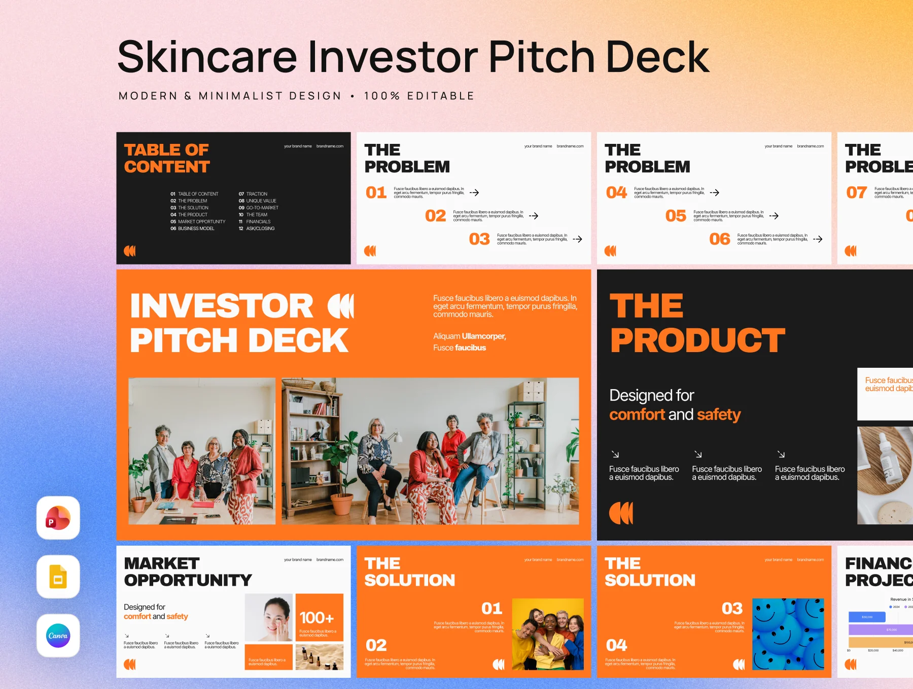 Skincare Investor Pitch Deck Template – Beauty & Wellness