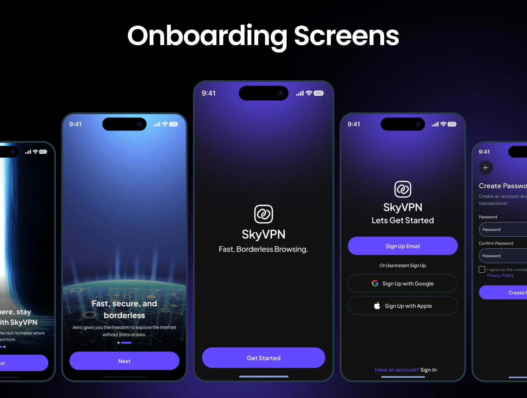 Sky VPN Mobile App UI Kit 3