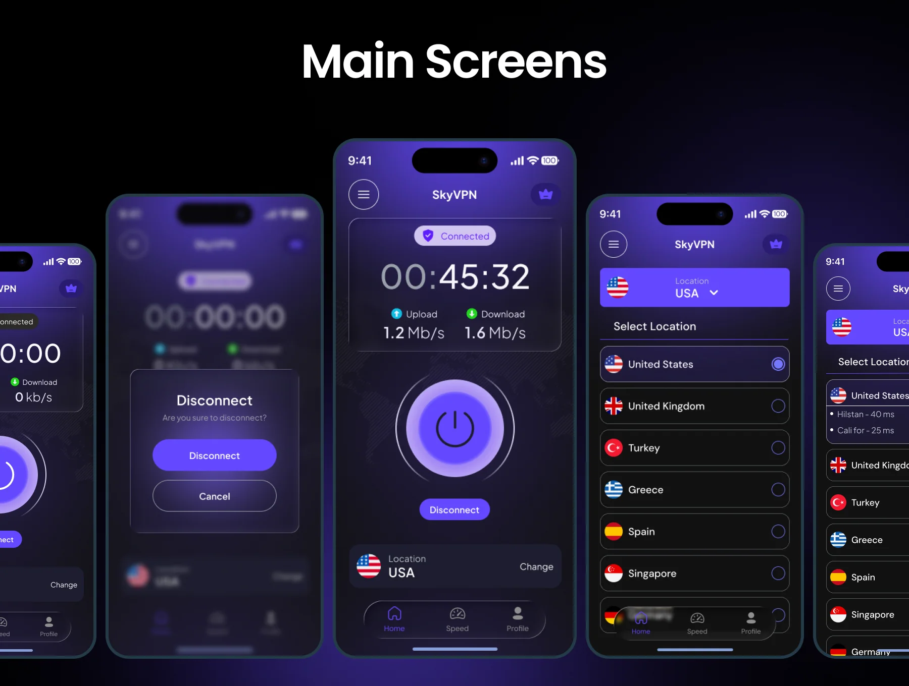 Sky VPN Mobile App UI Kit 5
