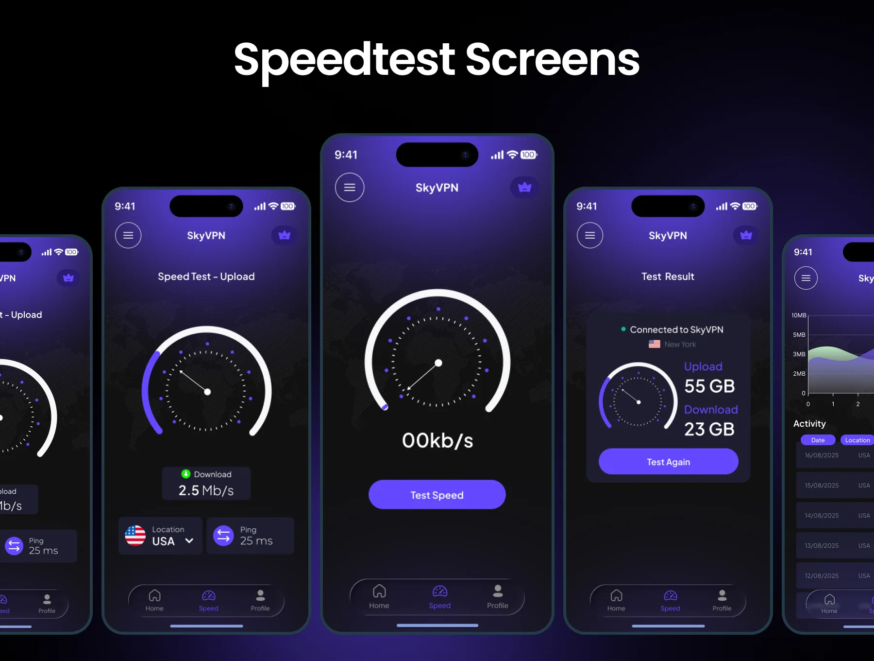 Sky VPN Mobile App UI Kit 6