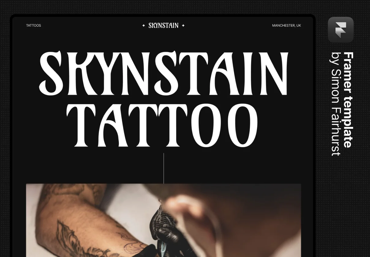 Skynstain - Tattoo Studio Website Template Framer