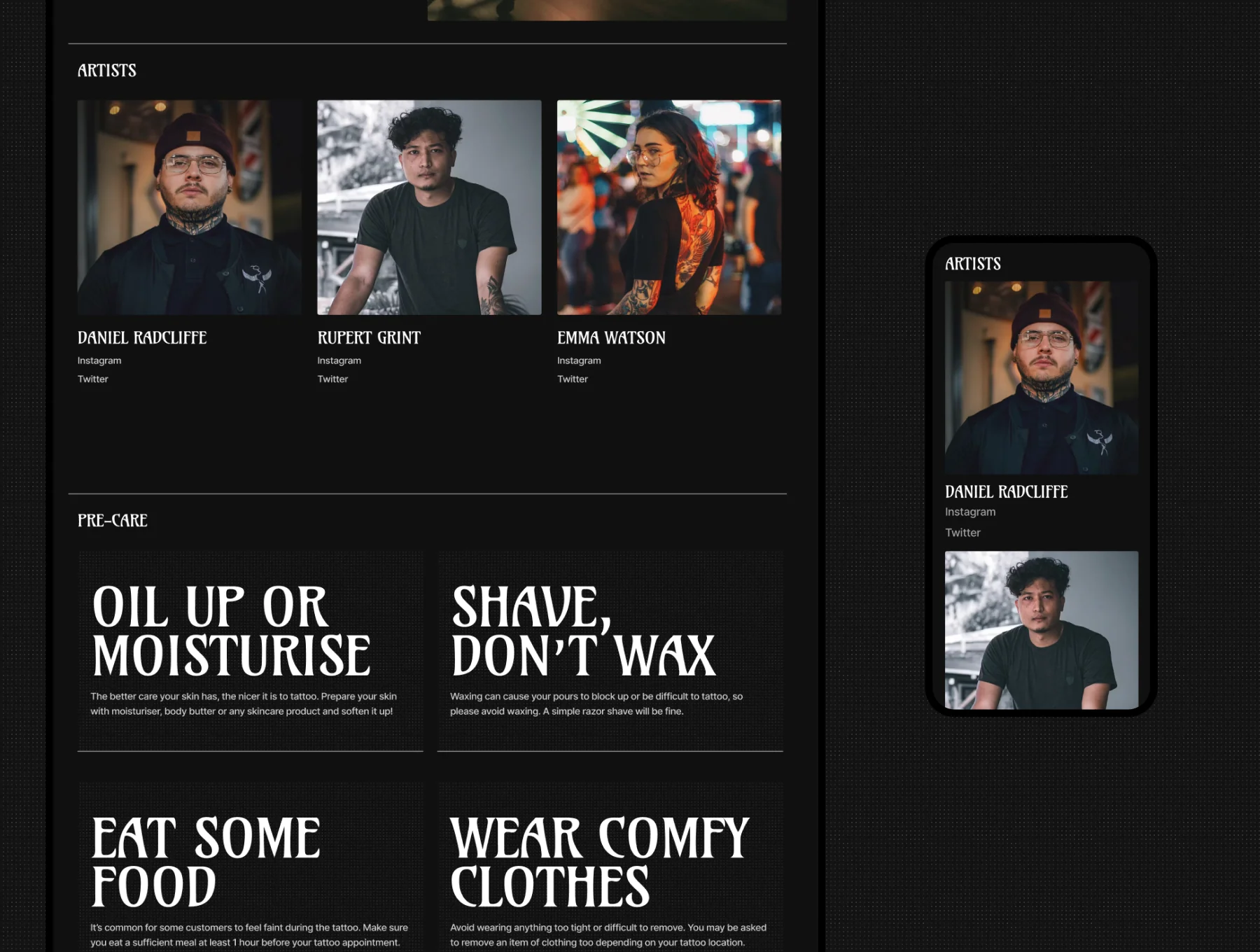 Skynstain - Tattoo Studio Website Template Framer 2