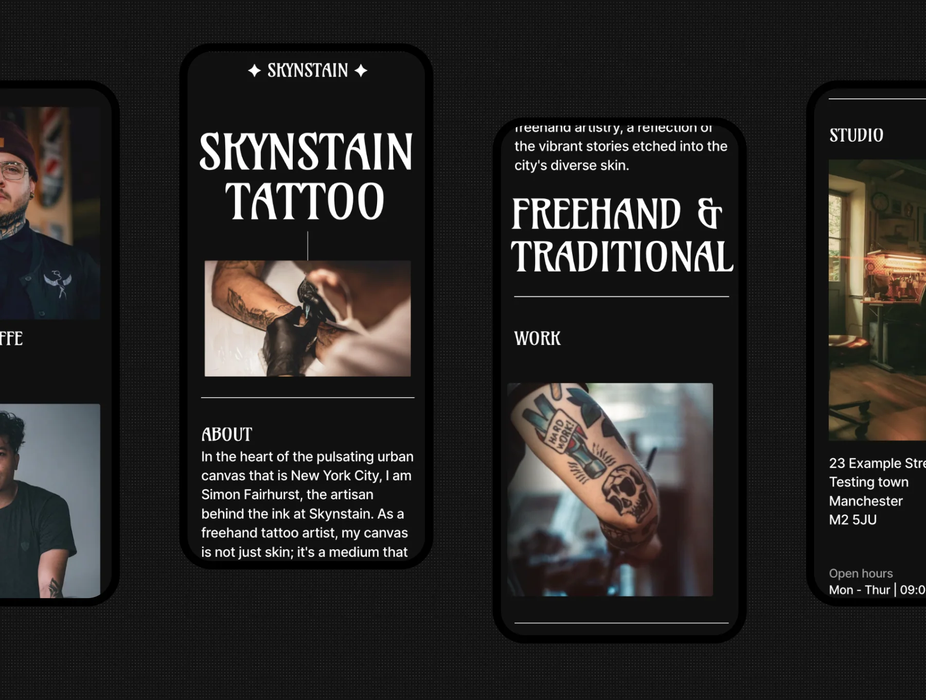 Skynstain - Tattoo Studio Website Template Framer 3