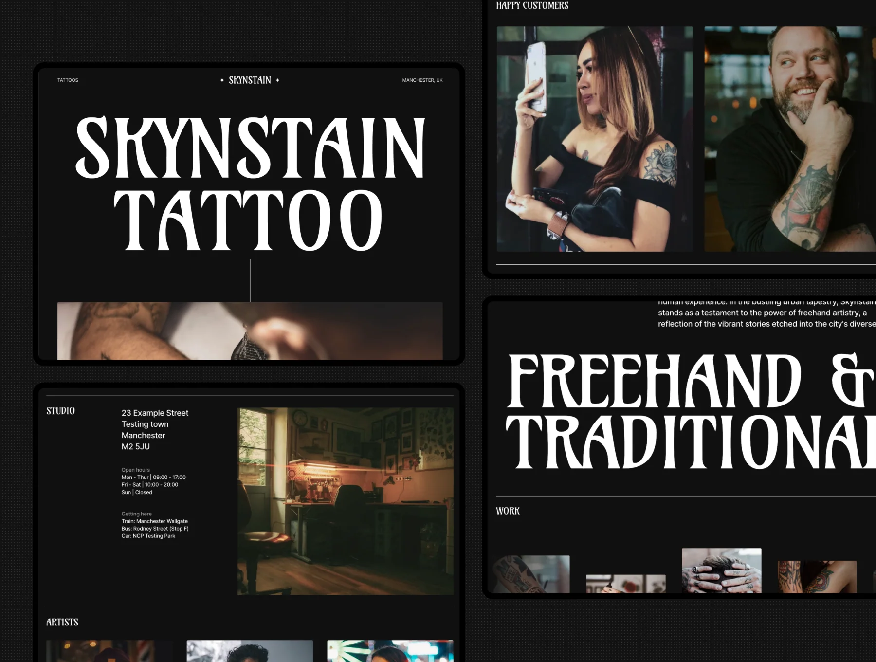 Skynstain - Tattoo Studio Website Template Framer 4