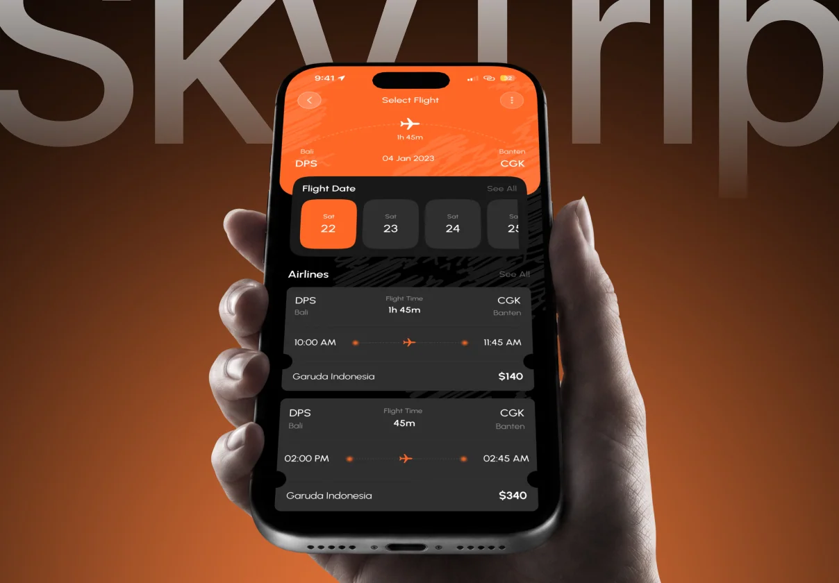 SkyTrip - Flight Booking Mobile App UI Kit ( Light & Dark )