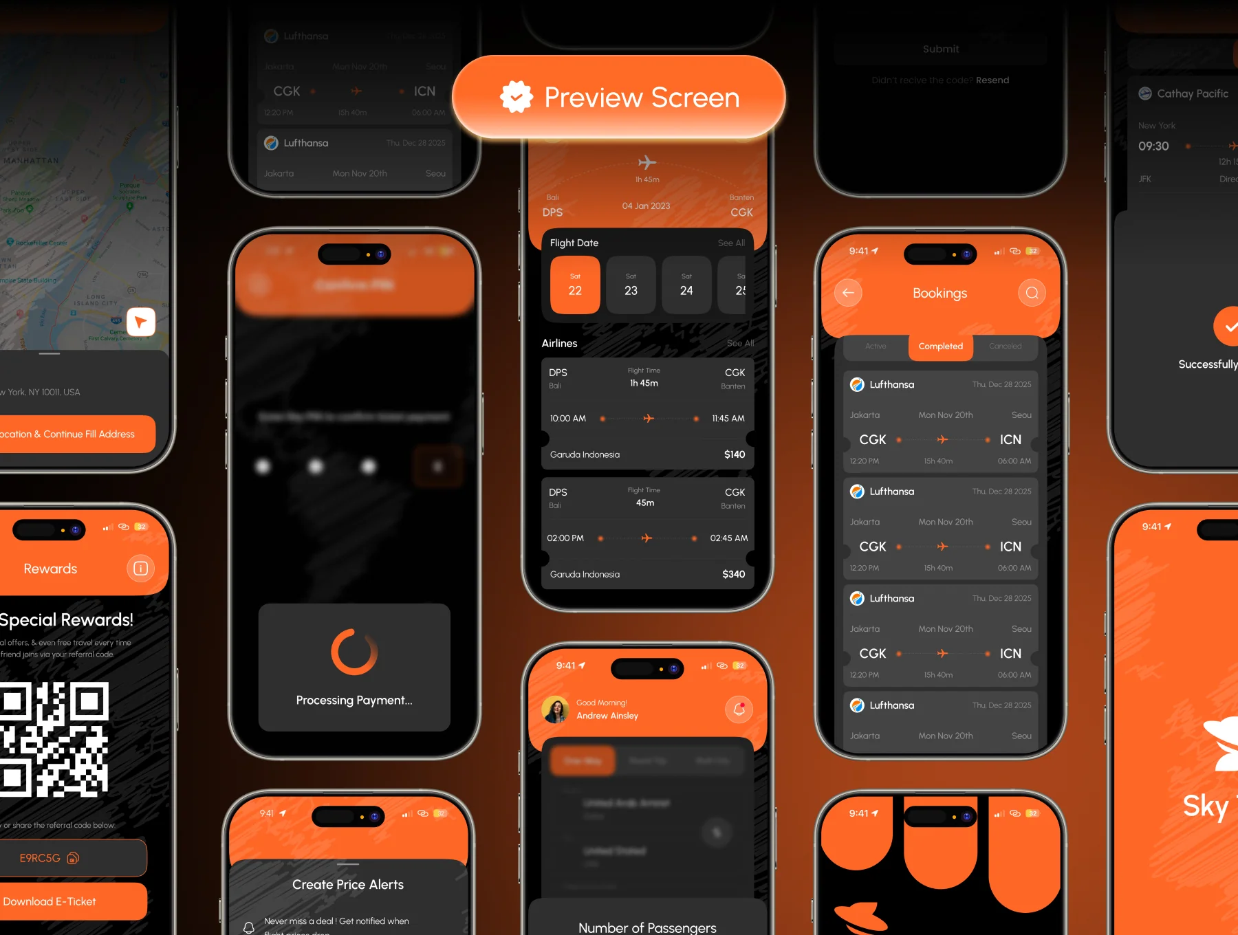 SkyTrip - Flight Booking Mobile App UI Kit ( Light & Dark ) 4