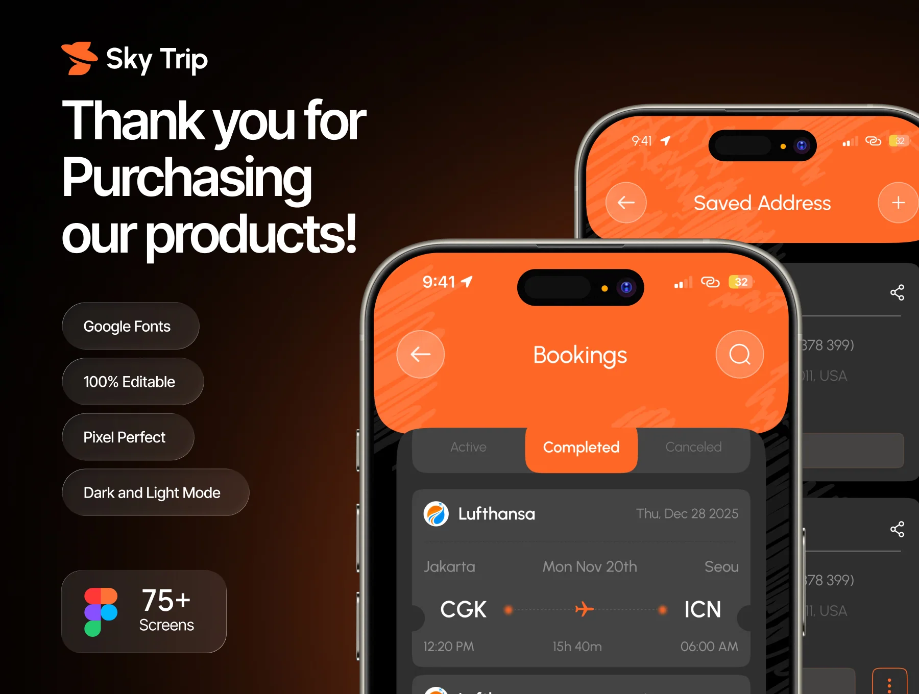 SkyTrip - Flight Booking Mobile App UI Kit ( Light & Dark ) 6