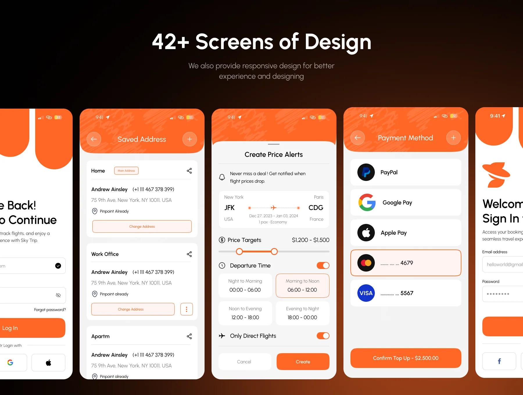 SkyTrip – Flight Booking Mobile App UI Kit 4