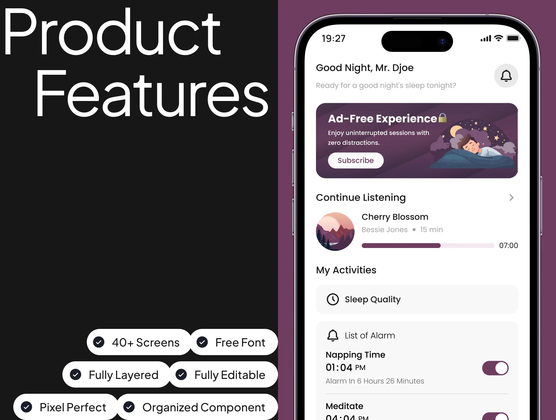 Sleep & Meditation App UI Kit