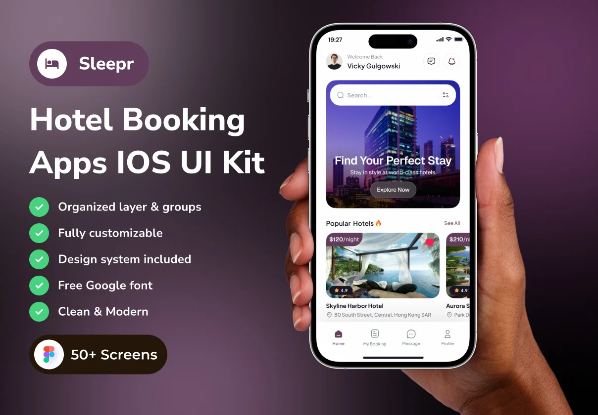 Sleepr - Hotel Booking App IOS UI Kits