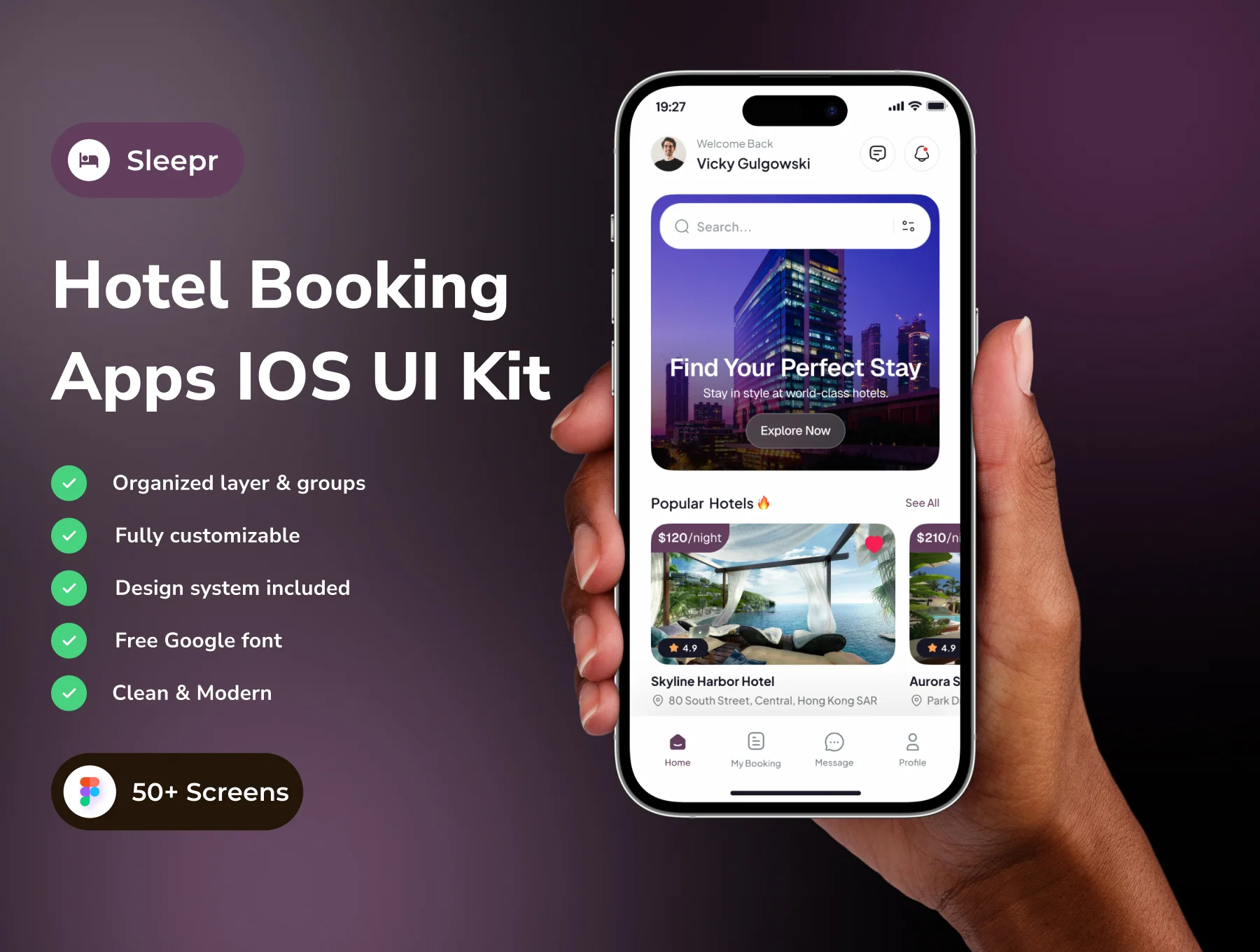 Sleepr - Hotel Booking App IOS UI Kits
