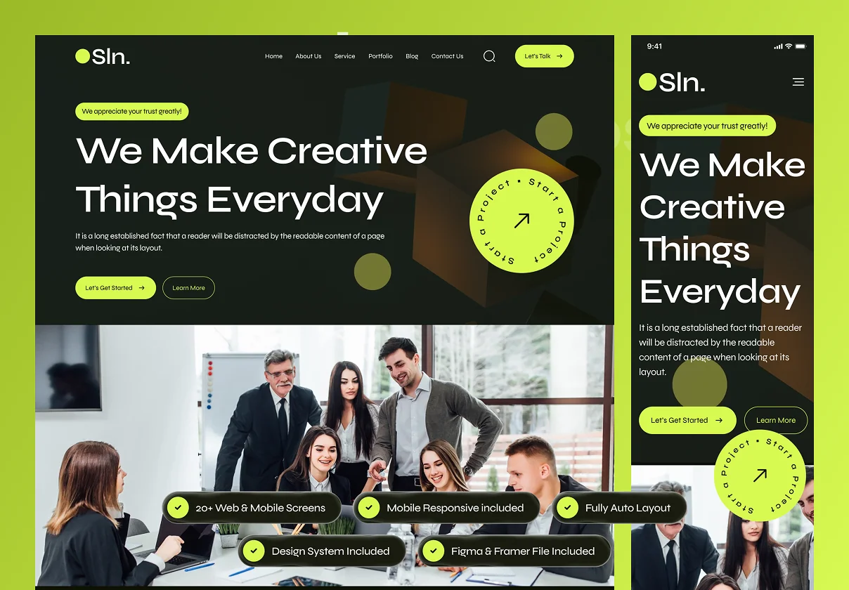 Sln - Digital Agency Website Framer Template