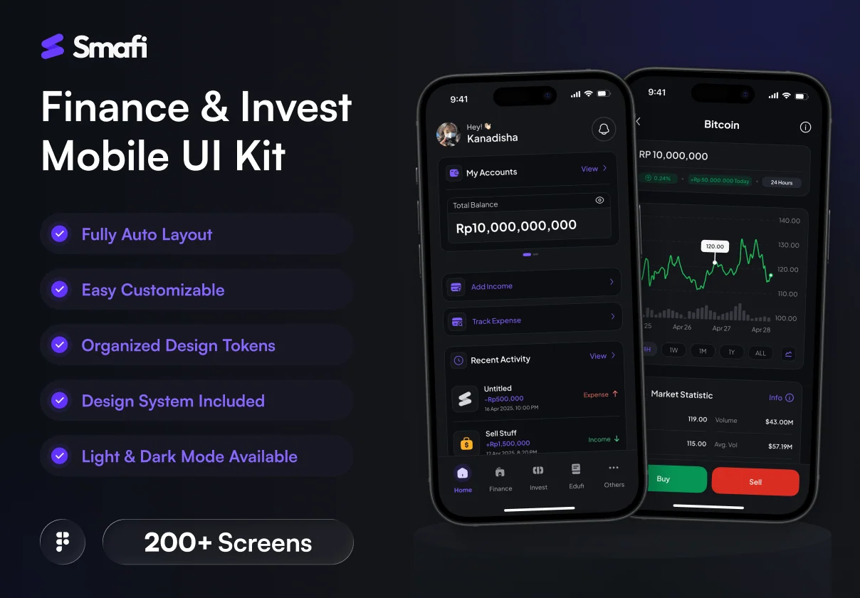 Smafi - Finance & Invest App UI Kit