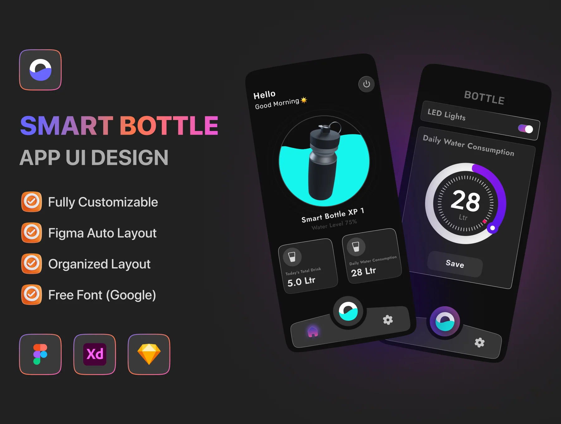 Smart Bottle App UI Kit