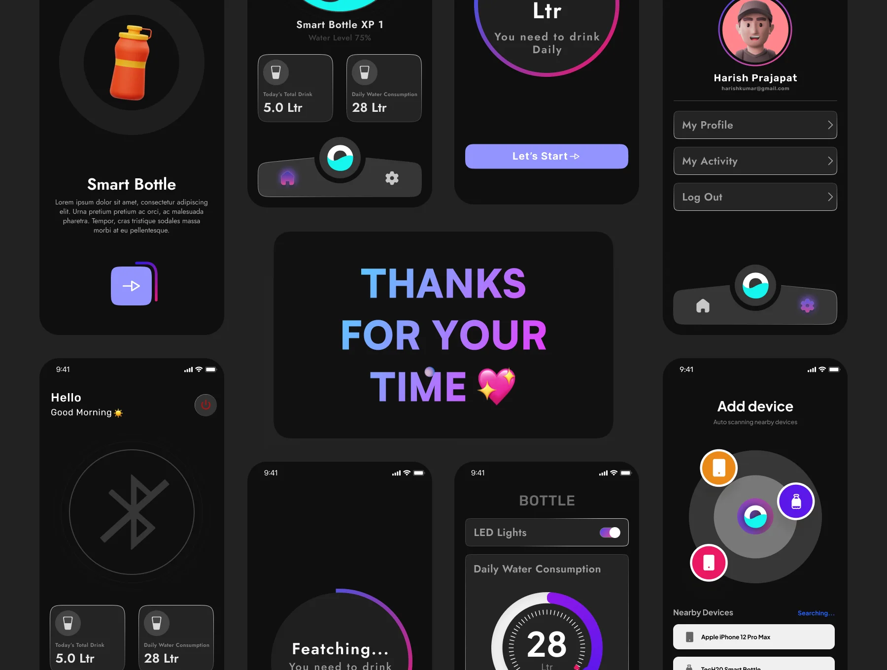 Smart Bottle App UI Kit 6