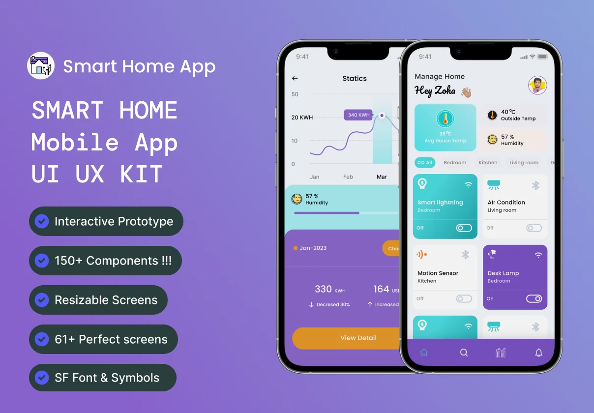 Smart Home Mobile App UI Kit