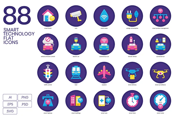 88 Smart Technology Icons | Orchid Series