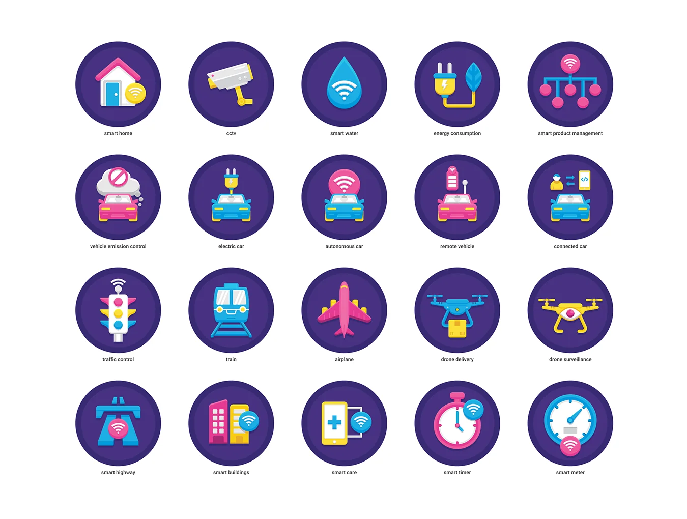 88 Smart Technology Icons | Orchid Series 2