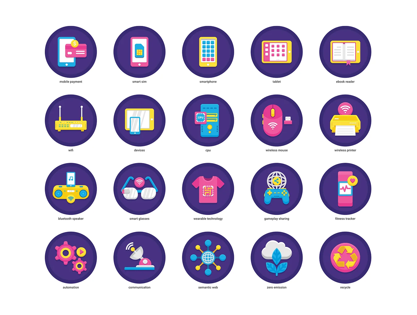 88 Smart Technology Icons | Orchid Series 5