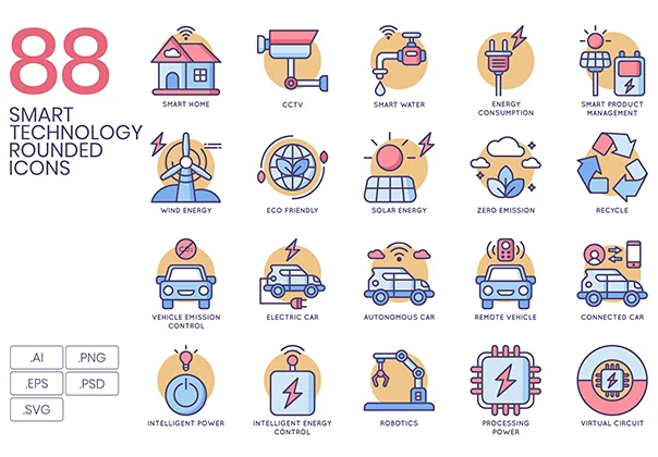88 Smart Technology Icons | Butterscotch Series