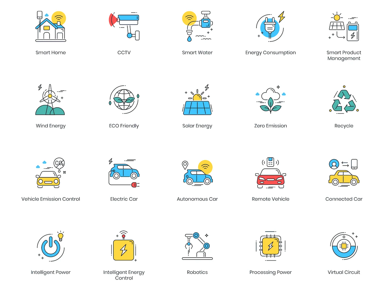 88 Smart Technology Icons | ColorPop Series 3