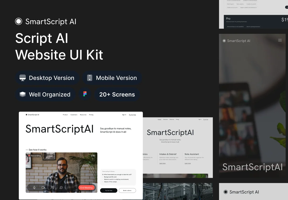 SmartScript AI - Note Automation Website UI Kit