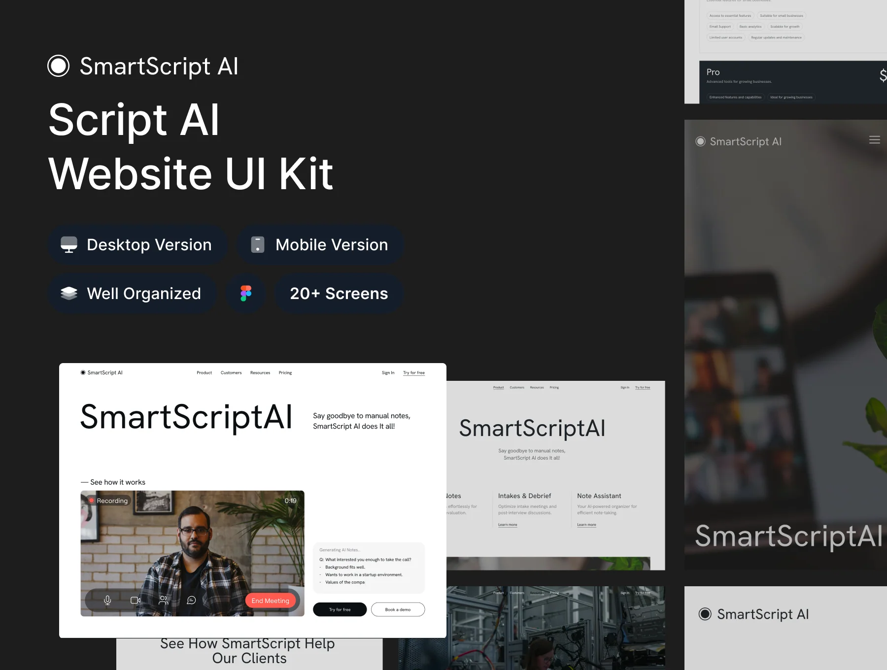 SmartScript AI - Note Automation Website UI Kit