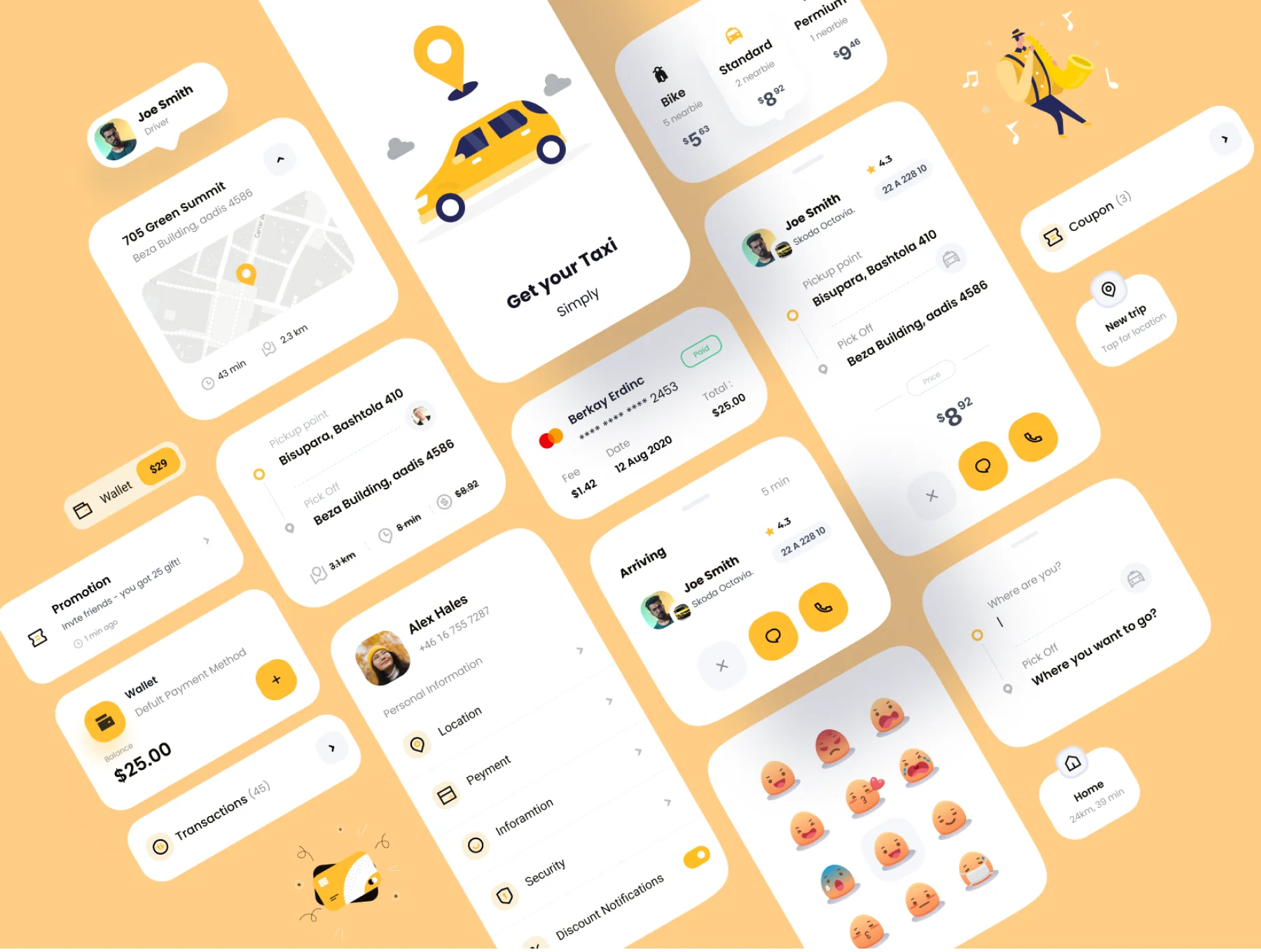 Snail Taxi booking app UI Kit 7