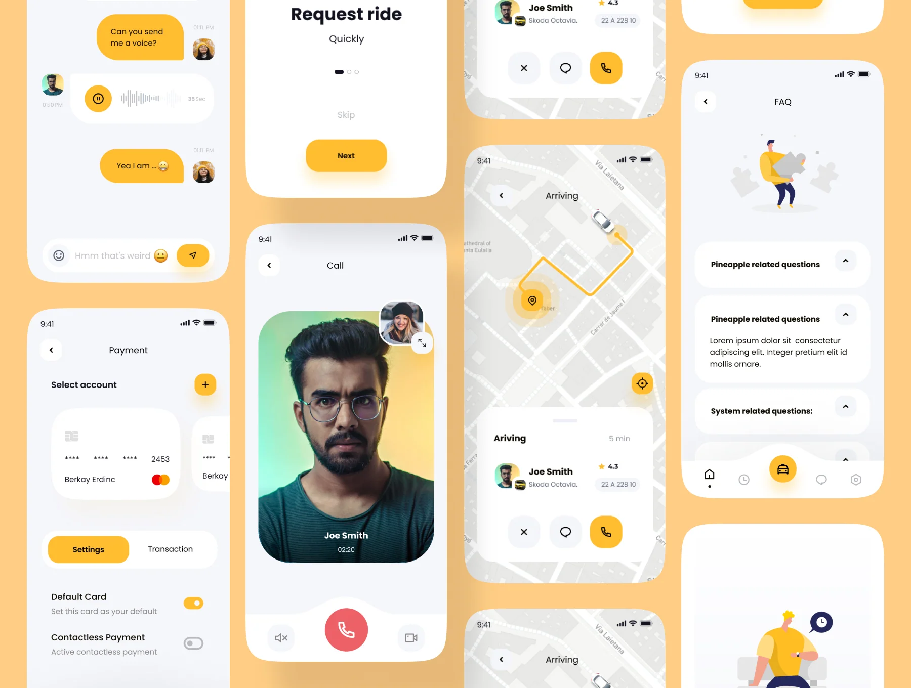 Snail Taxi booking app UI Kit 8