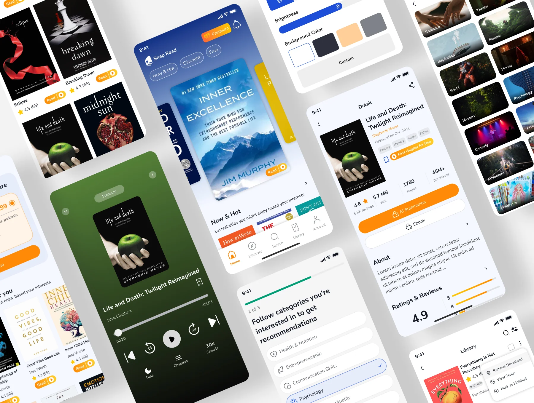 SnapRead AI – Book Summaries App UI Kit for Figma (Education & Productivity) 2