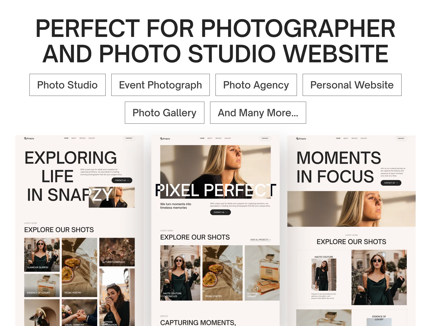 Snapzy - Photography Website UI Kit 2