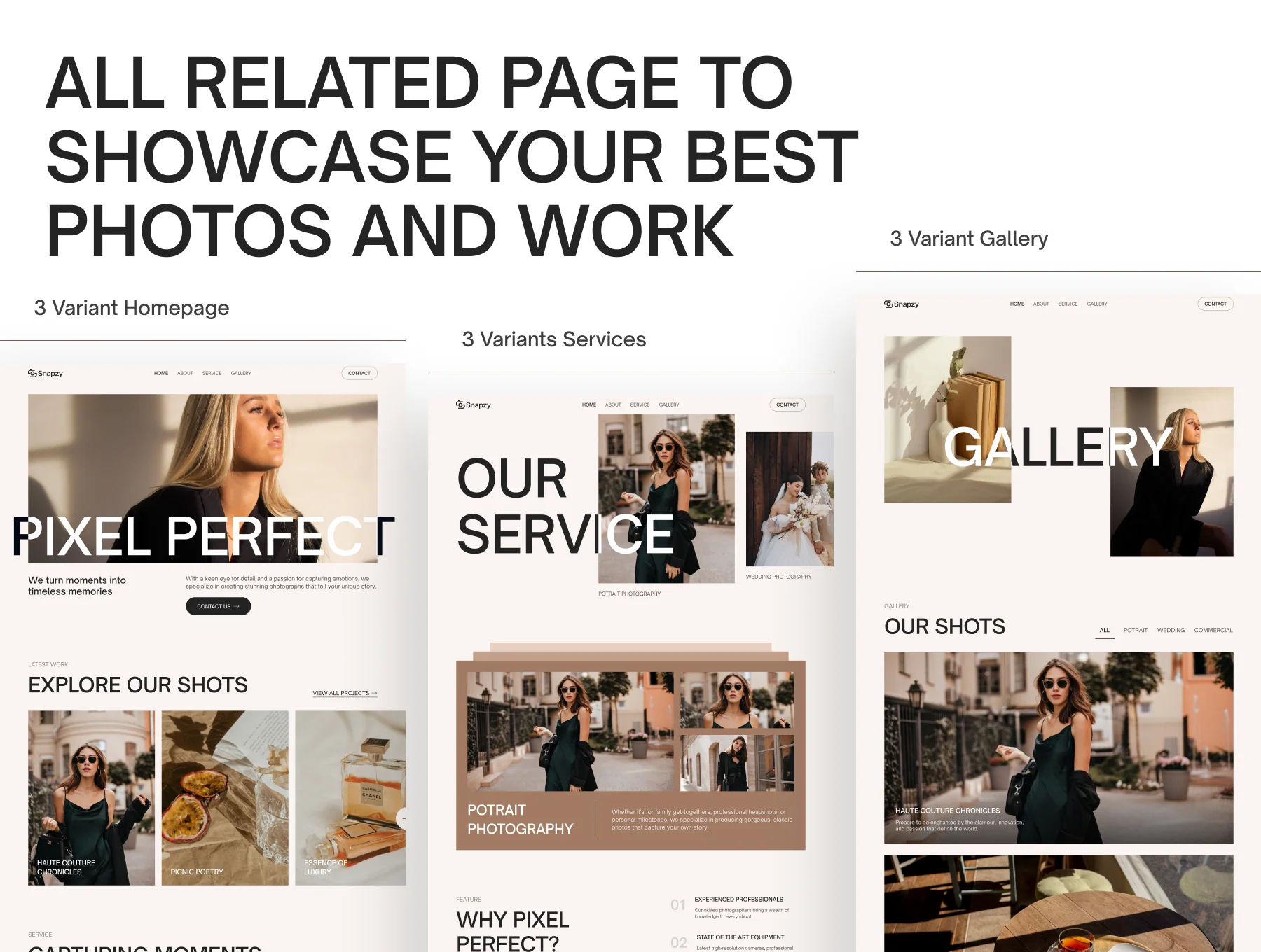 Snapzy - Photography Website UI Kit 3