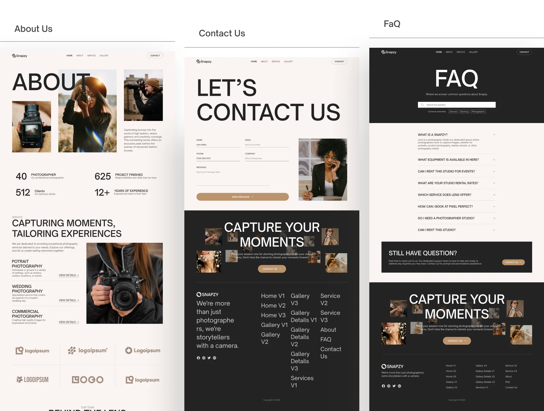 Snapzy - Photography Website UI Kit 4