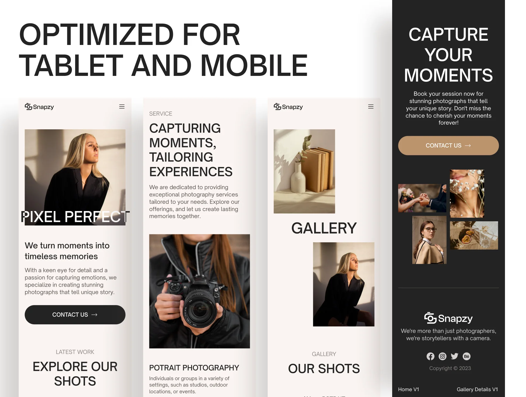 Snapzy - Photography Website UI Kit 5