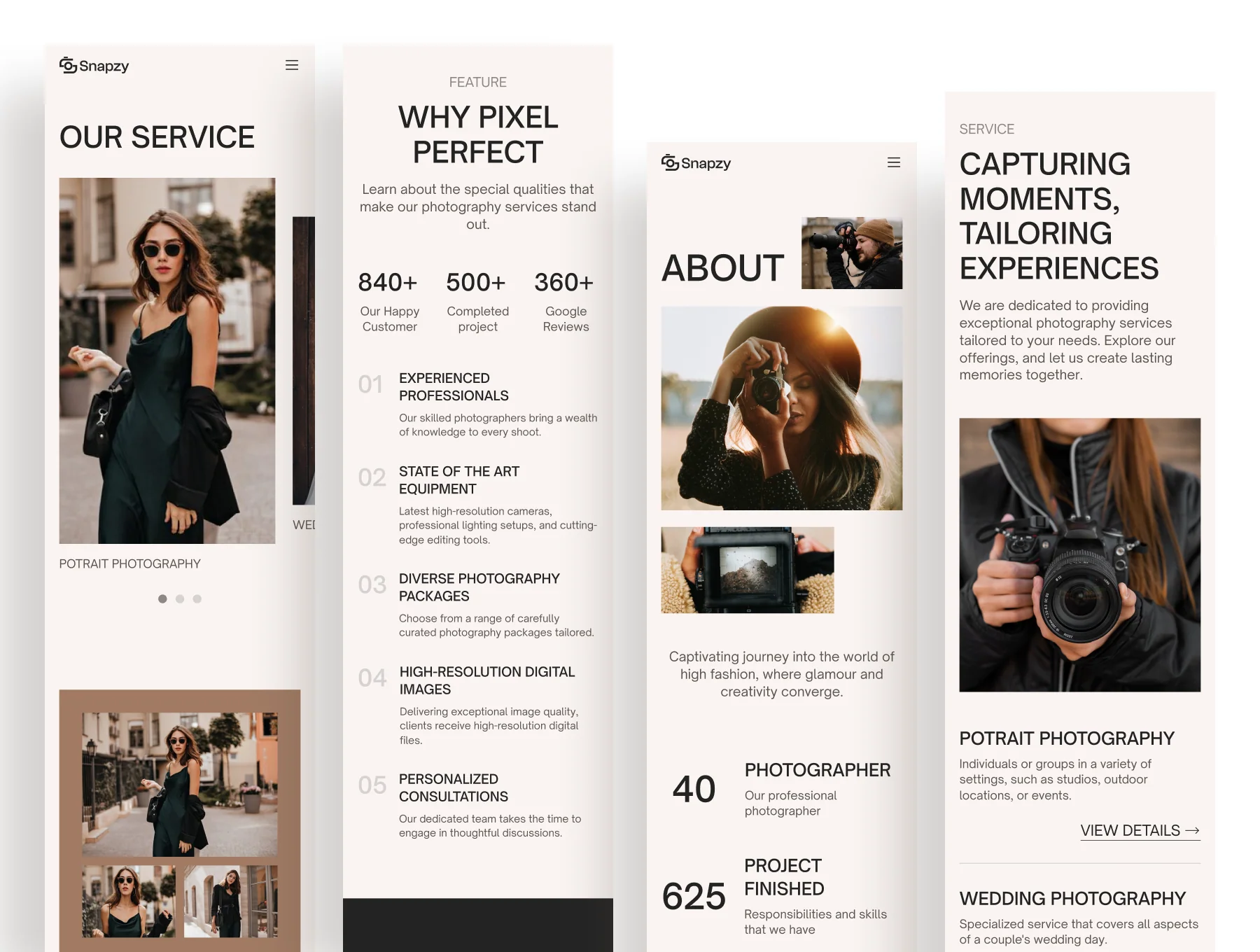 Snapzy - Photography Website UI Kit 6