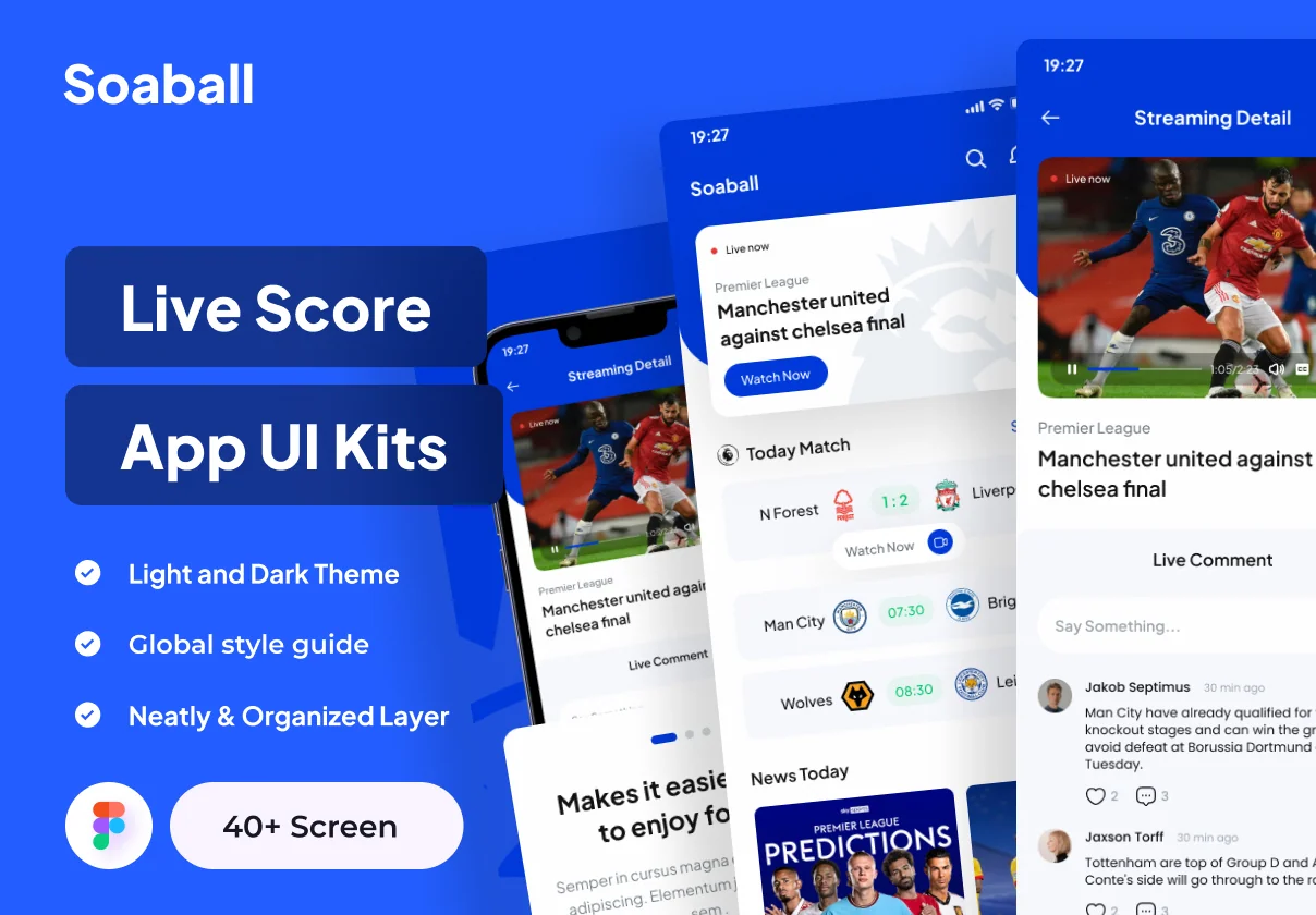 Soaball - Live Score & Streaming Football Apps UI Kits