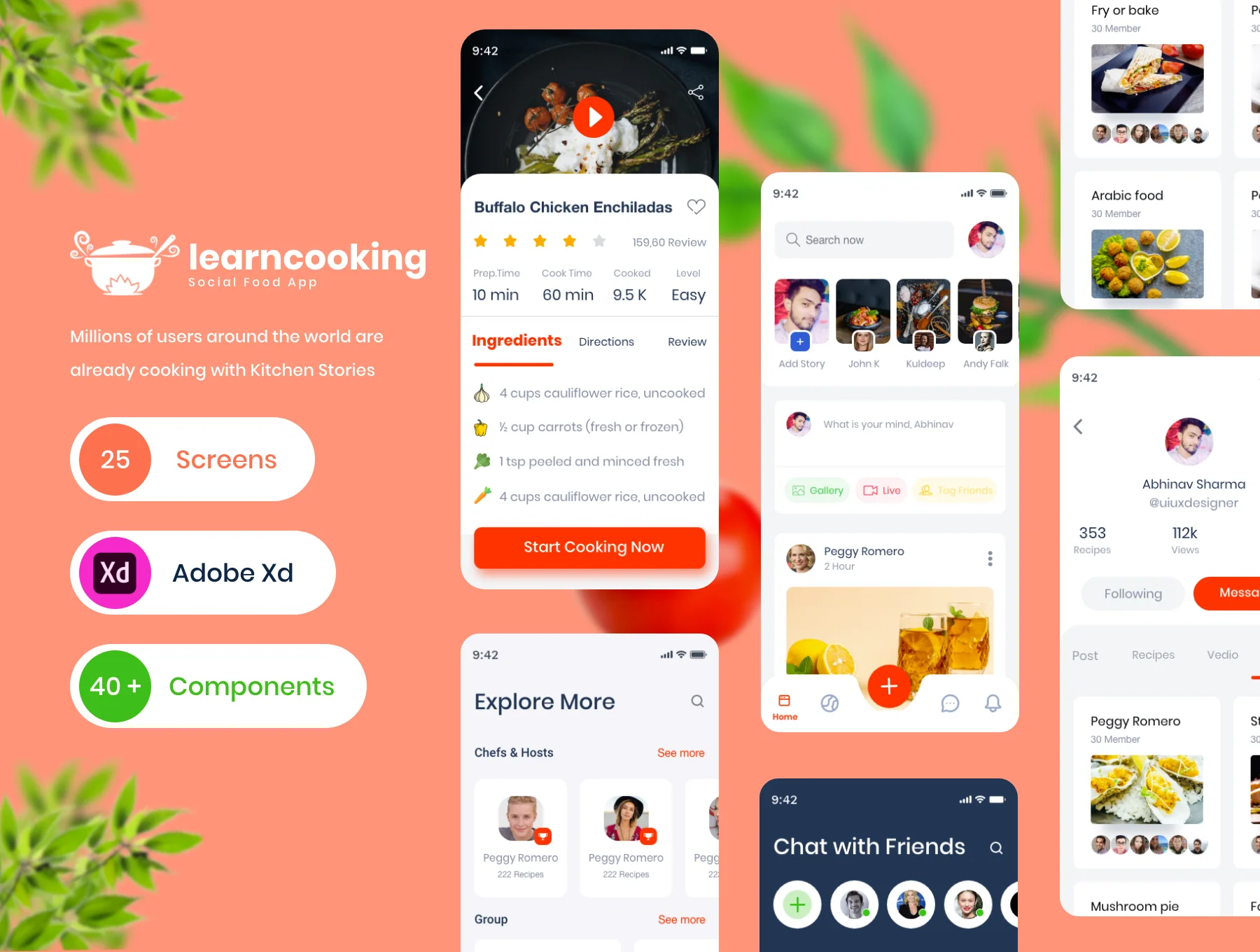 Social application for food lovers UI kit