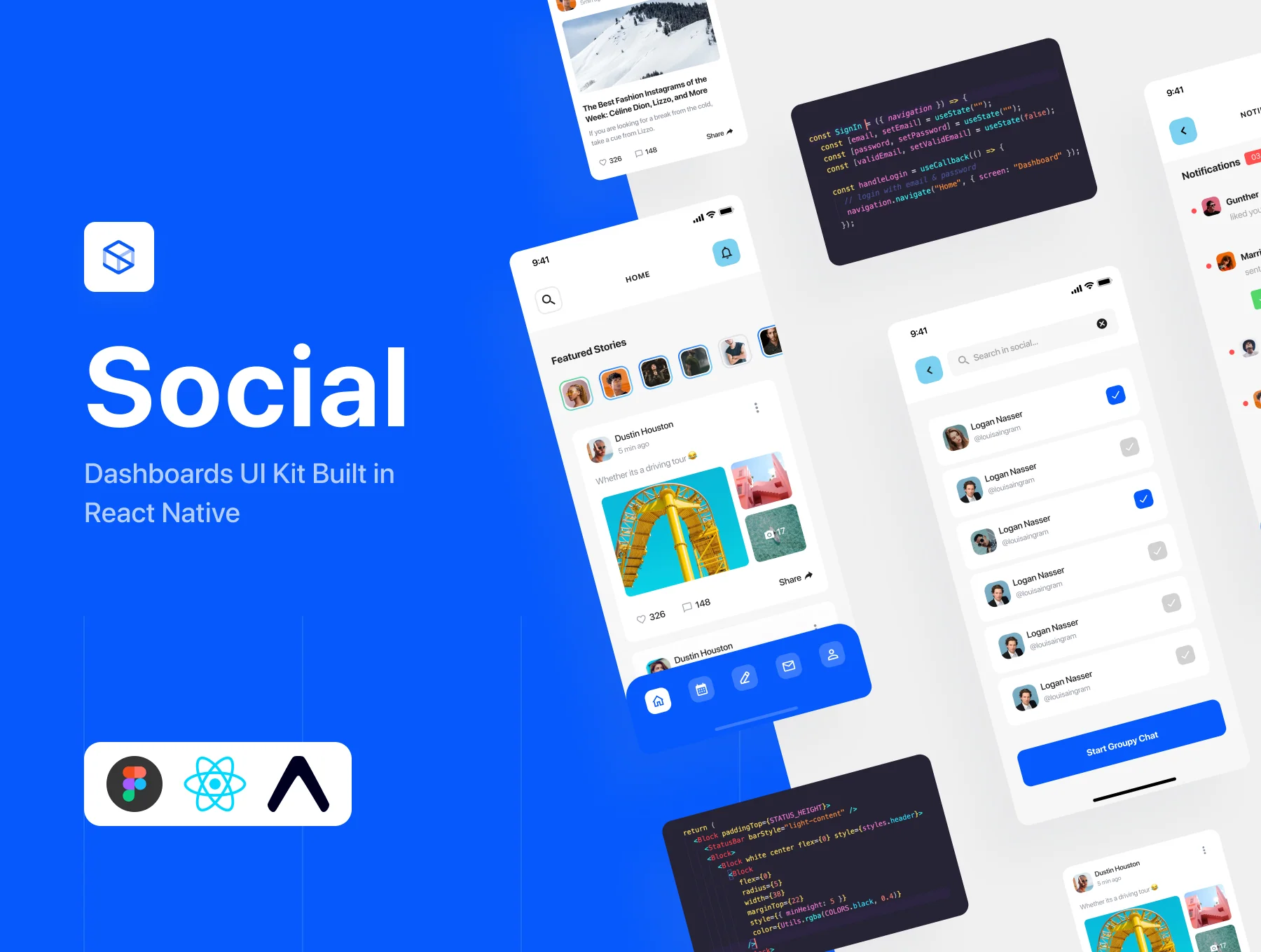 Social Dashboards - React Native Kit
