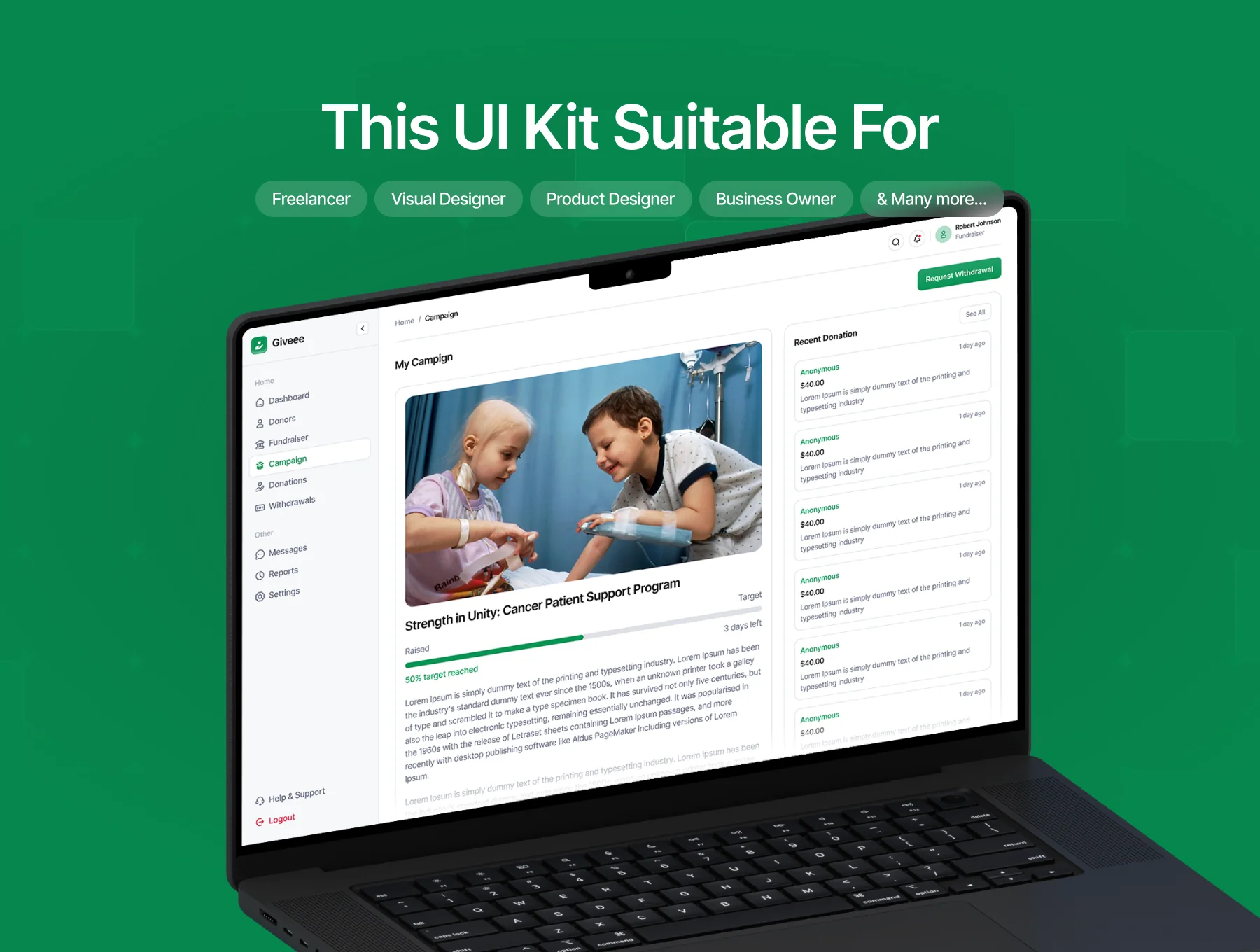 Giveee - Nonprofit Fundraising SaaS Dashboard UI Kit 7