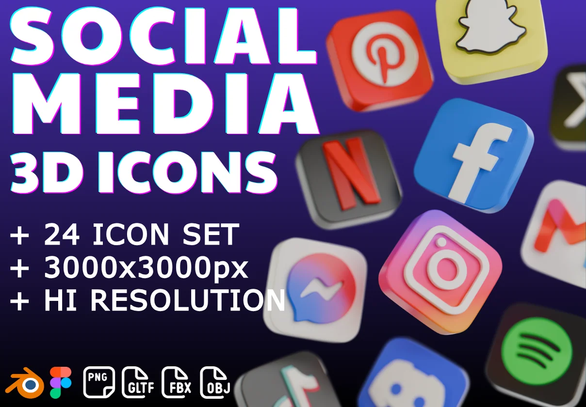 Social Media 3D Icons