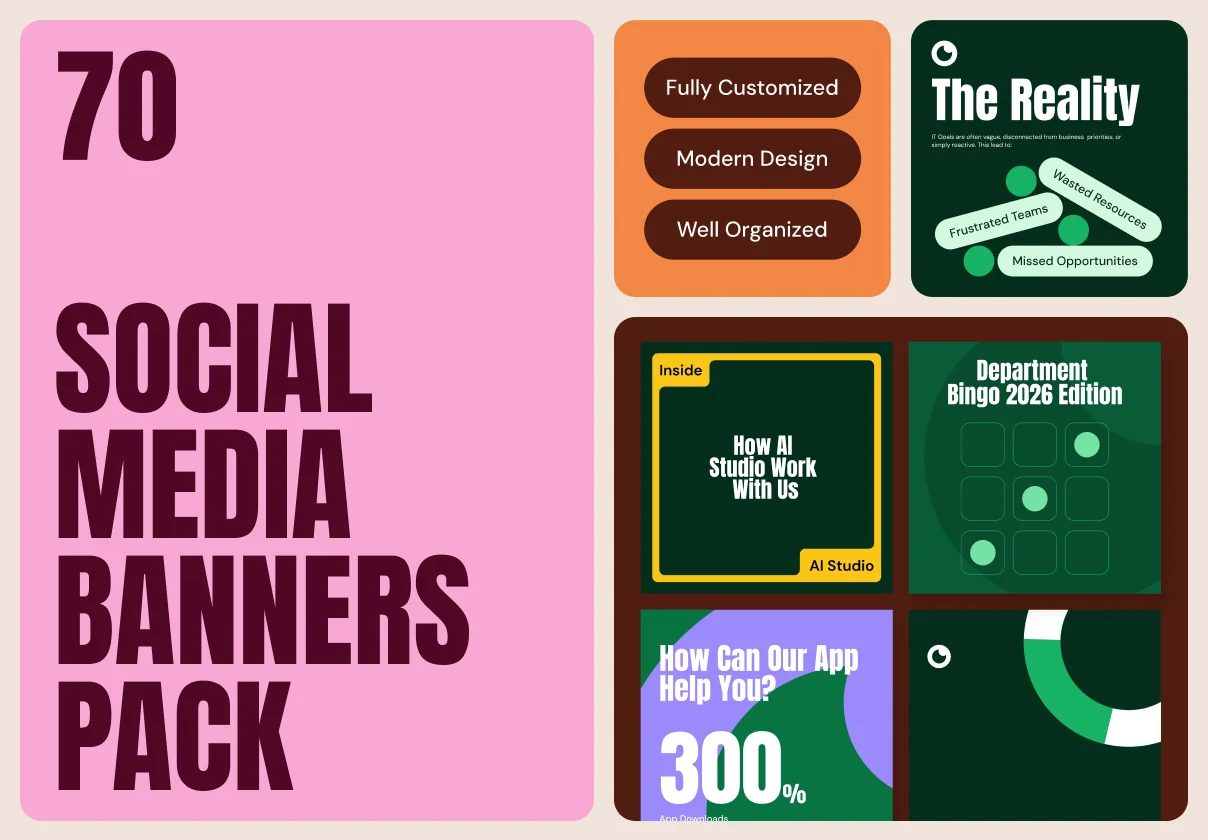 Social Media Banner Pack - 70 Designs