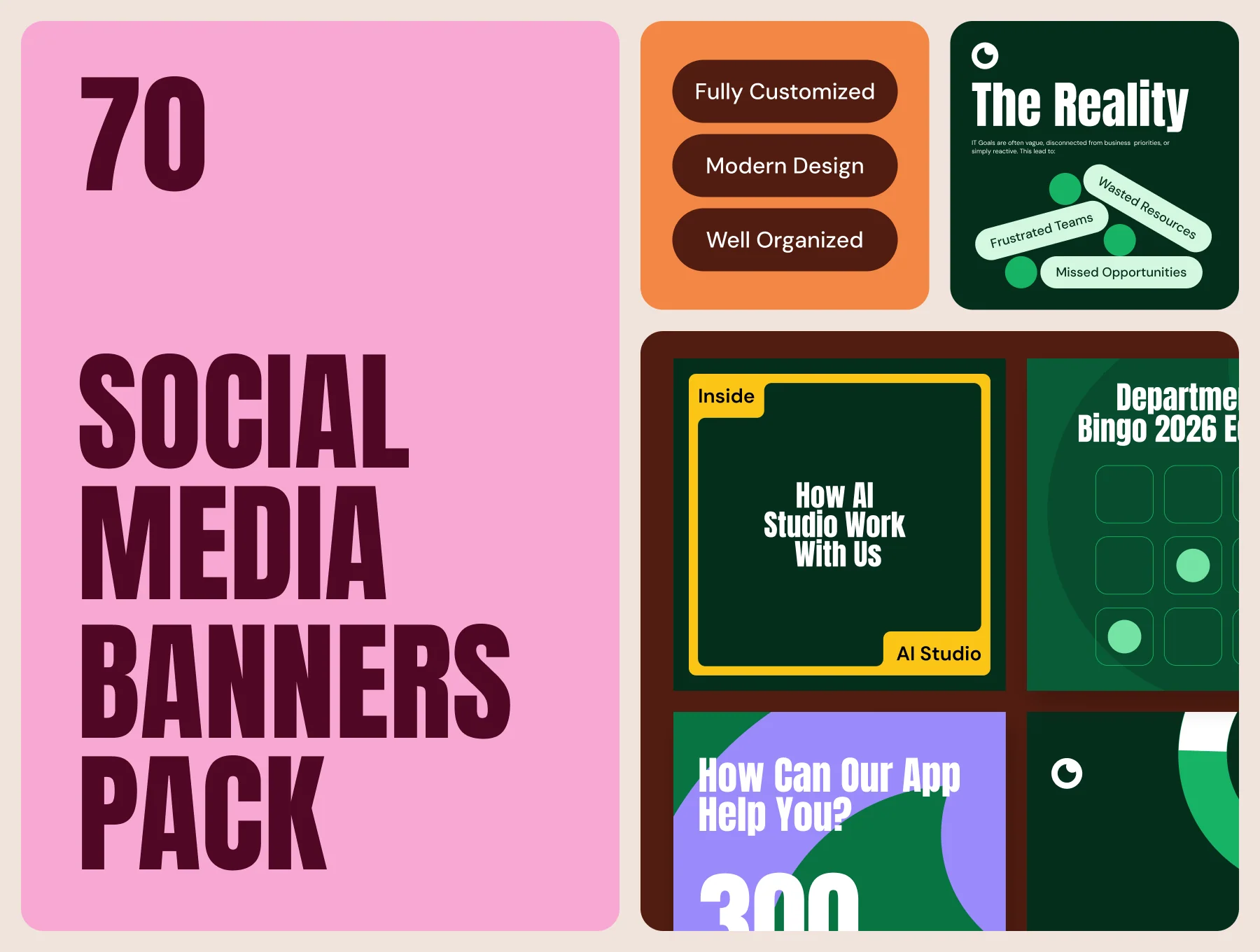 Social Media Banner Pack - 70 Designs