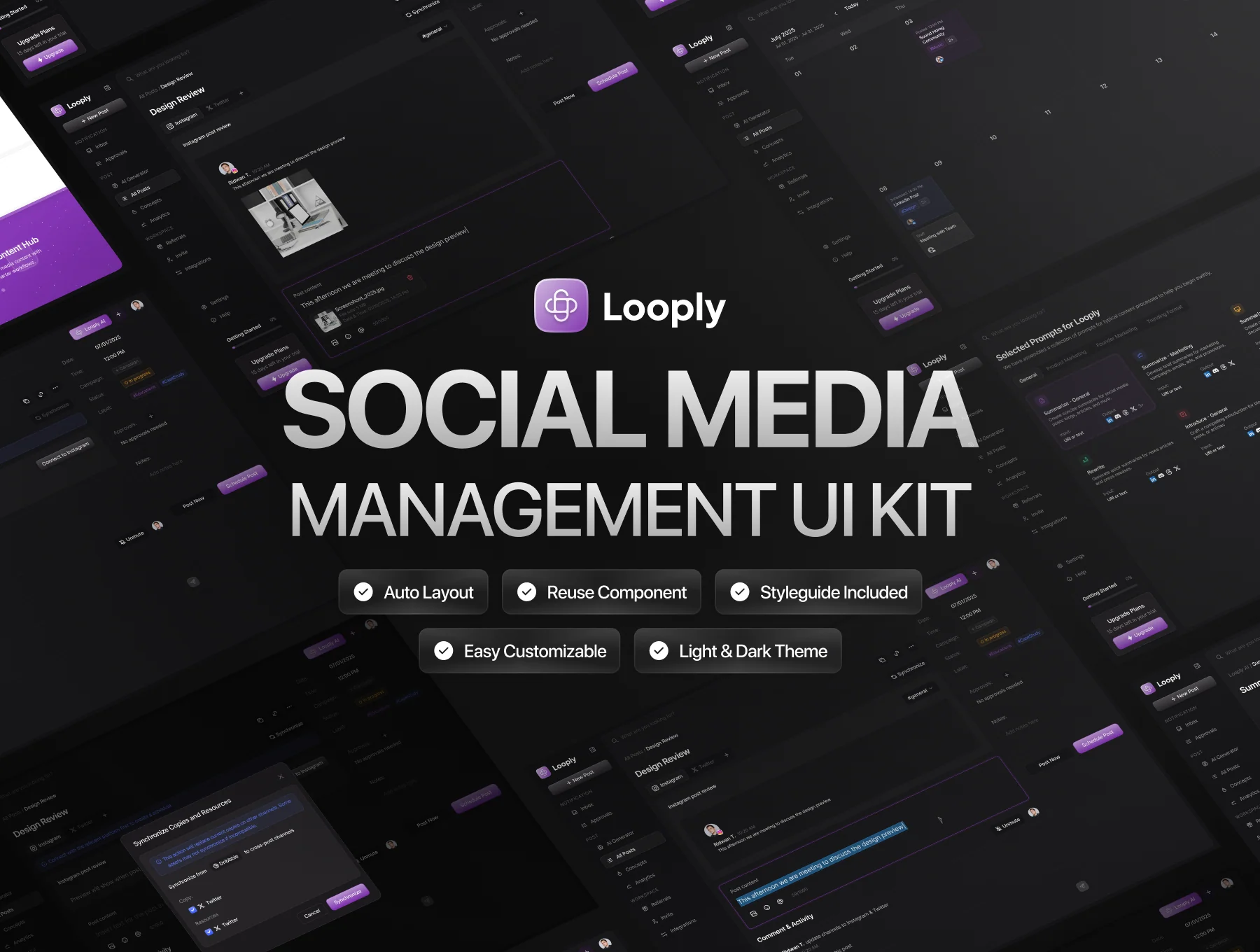 Social Media Management Dashboard UI Kit - Looply
