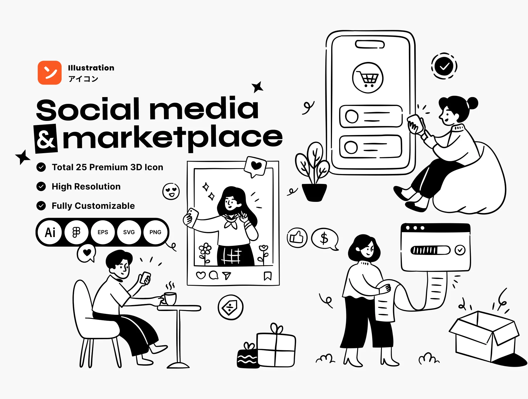 Social Media & Marketplace Illustration
