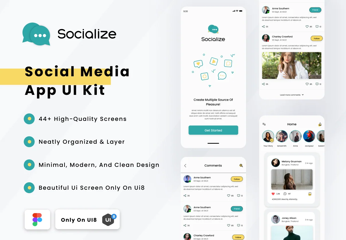 Socialize - Social Media Mobile App Ui Kit