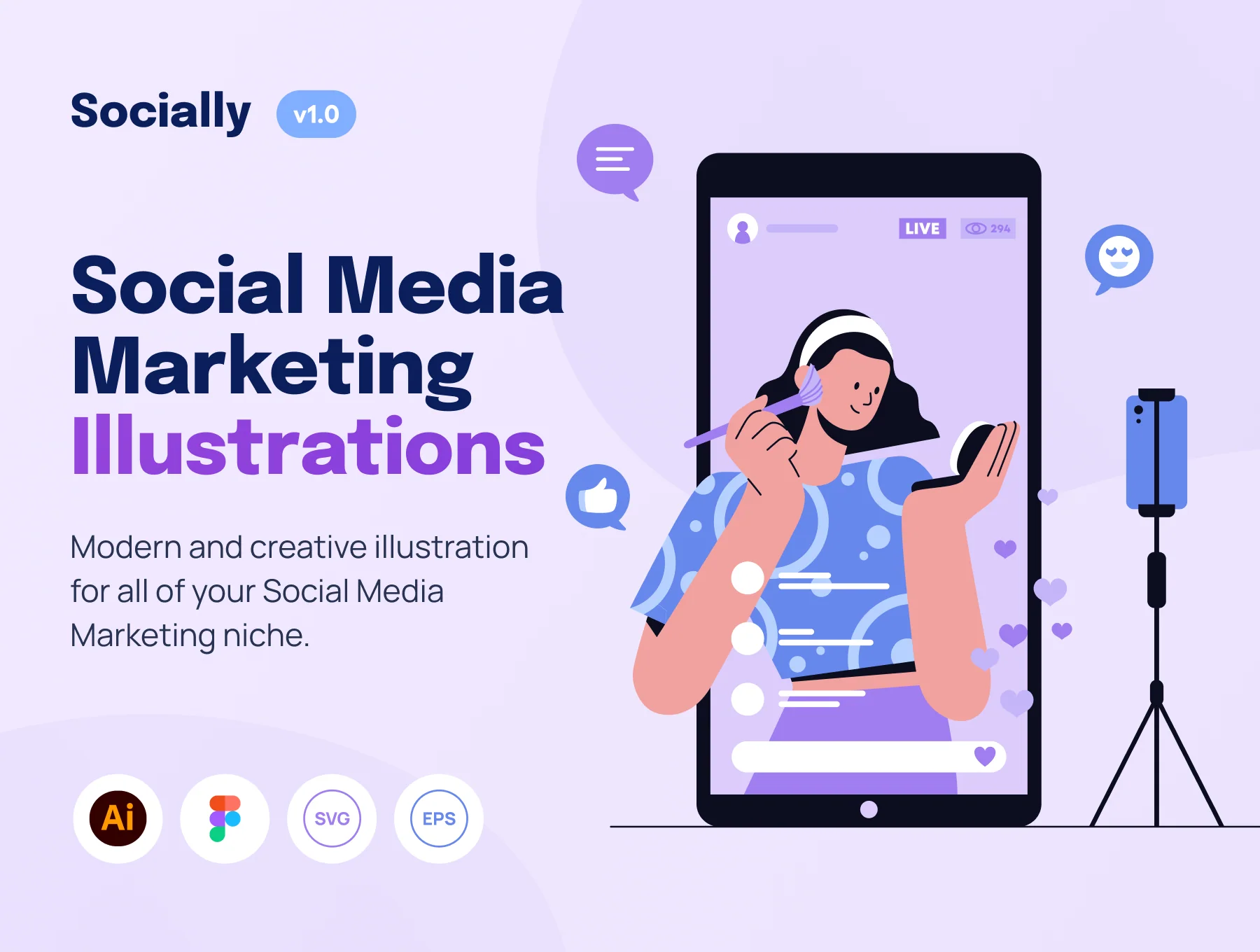Socially - Social Media Marketing Illustration Set