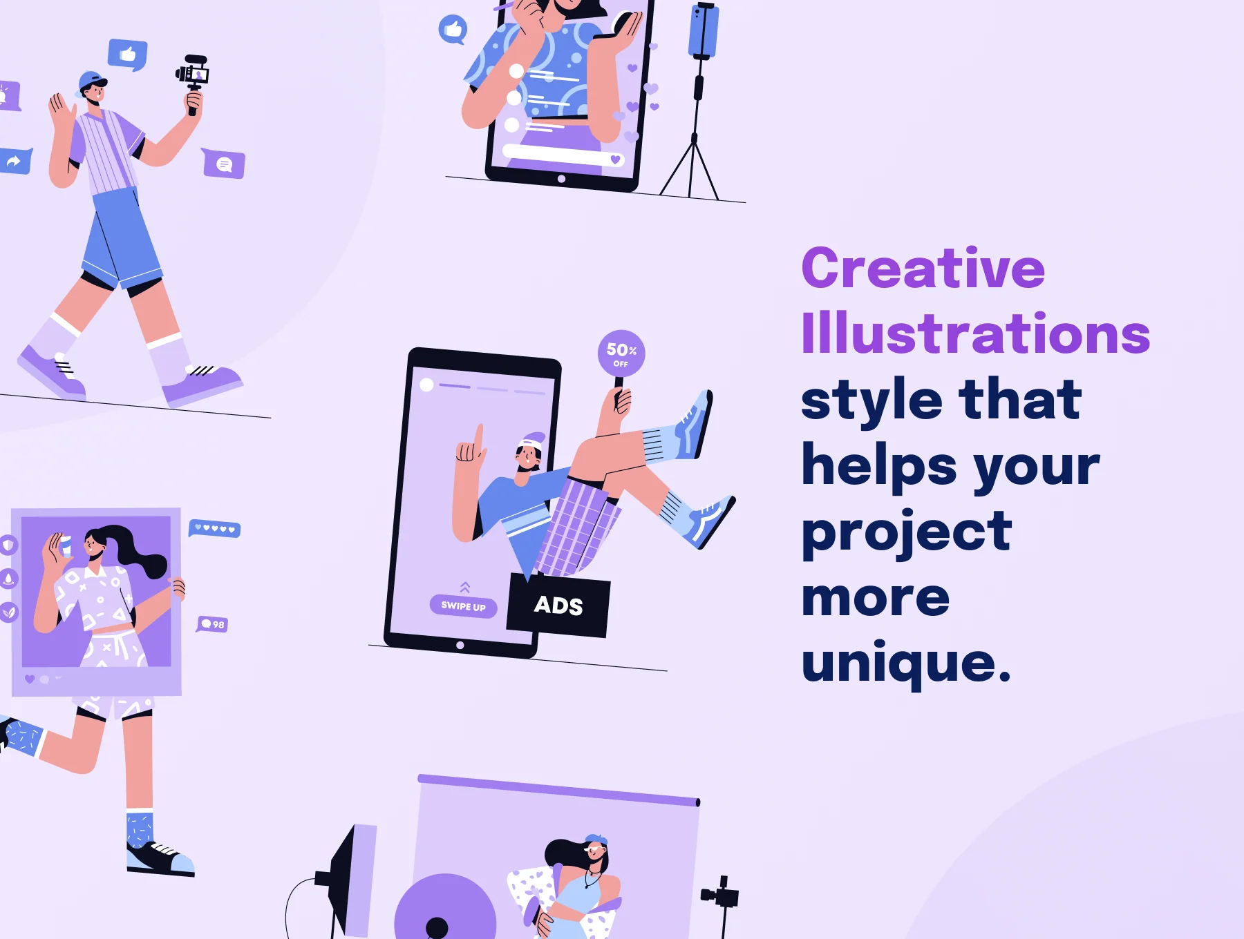 Socially - Social Media Marketing Illustration Set 2