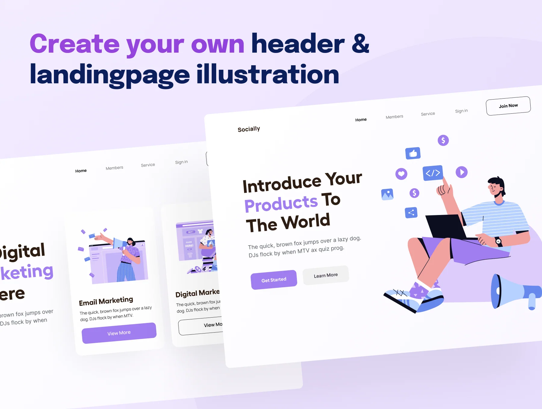Socially - Social Media Marketing Illustration Set 6