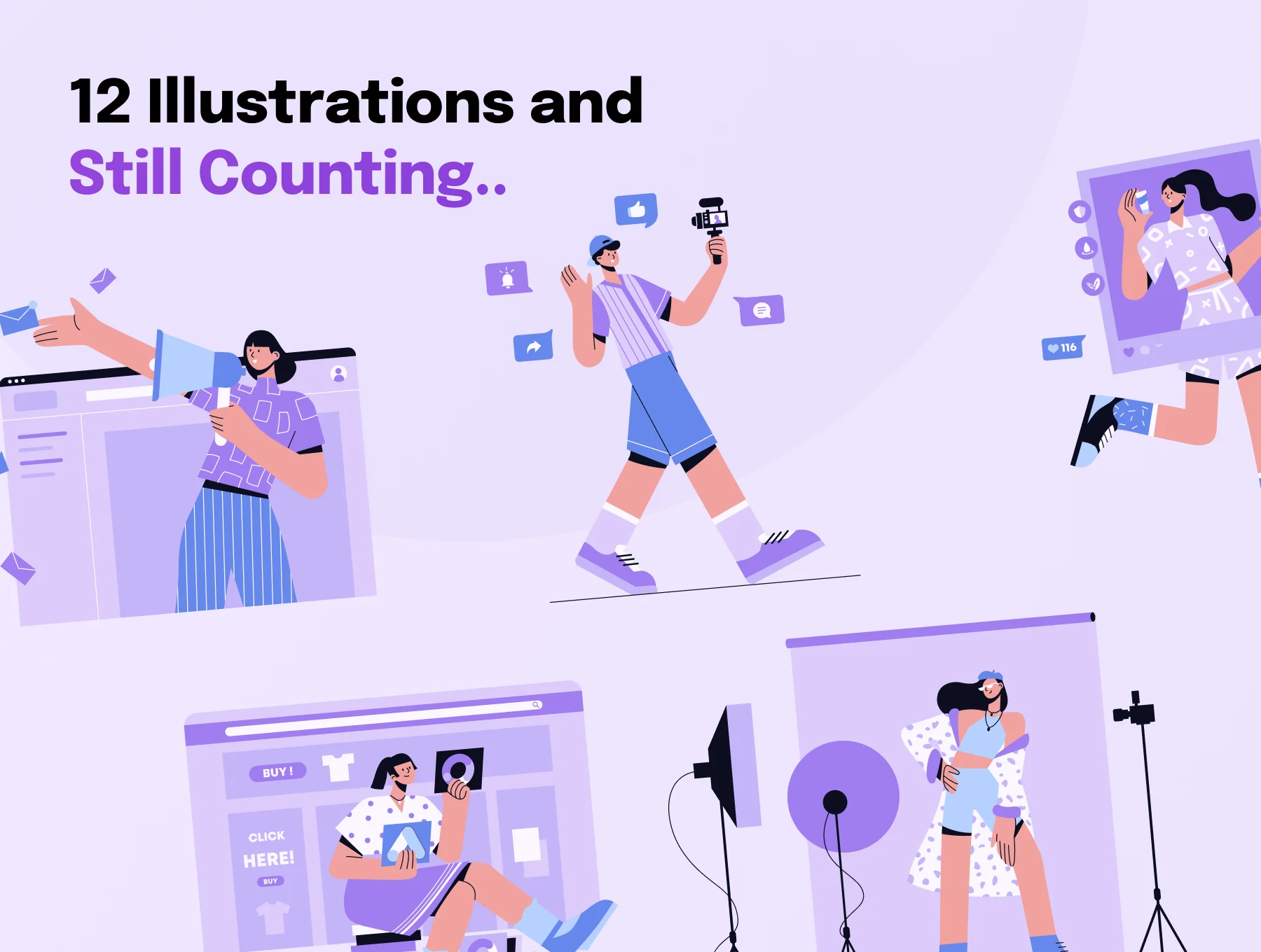 Socially - Social Media Marketing Illustration Set 7