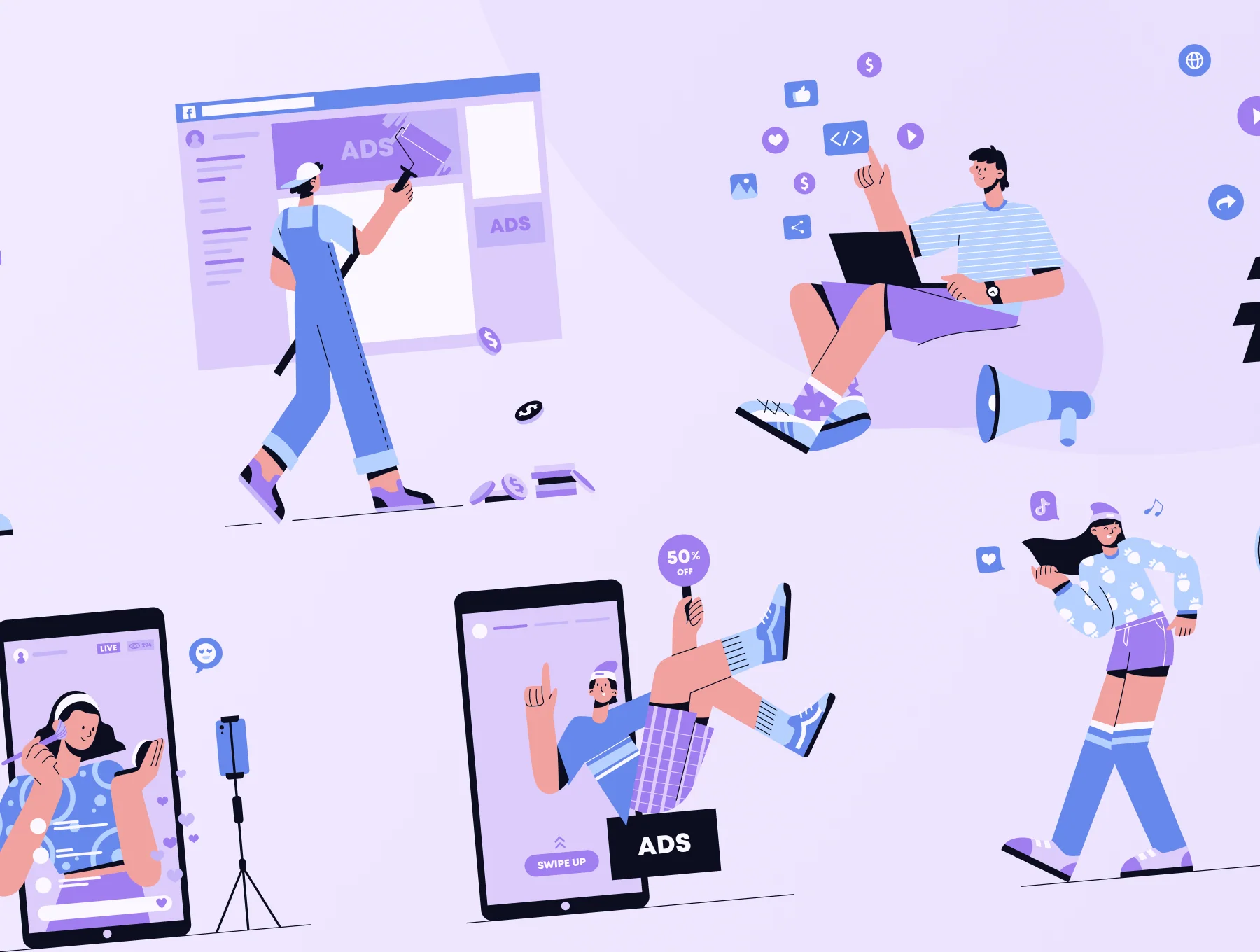 Socially - Social Media Marketing Illustration Set 8